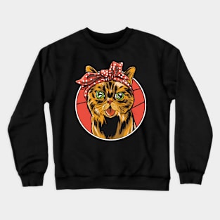 Cute Kitty Cat Social Distancing FaceMask for Fierce Strong Women Crewneck Sweatshirt